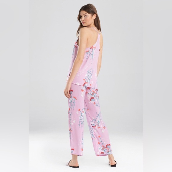 Josie Natori meadow sunrise pajama and robe set Small purple floral satin tank - Picture 3 of 16